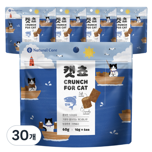 네츄럴코어 캣쵸 고양이간식, 연어, 60g, 30개