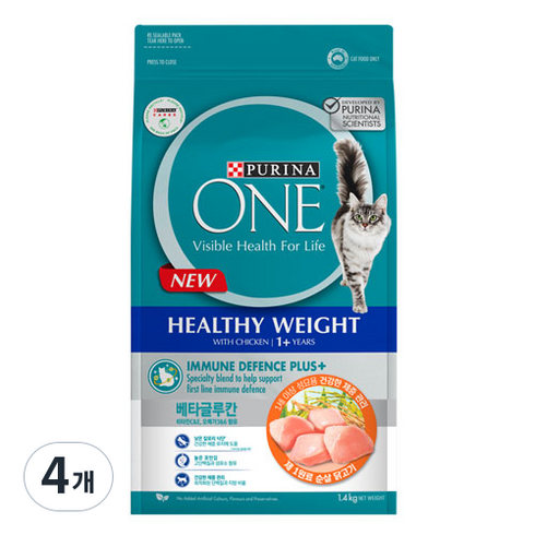 퓨리나원 캣 기능성 사료, 다이어트(체중감소), 1.4kg, 4개