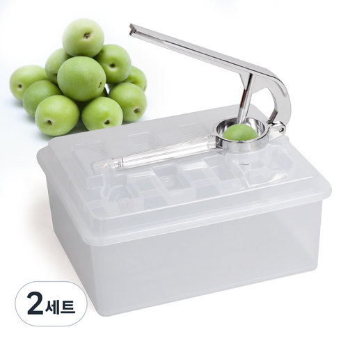 매실씨 제거기 + 받침통 특대 세트, 혼합색상, 2세트