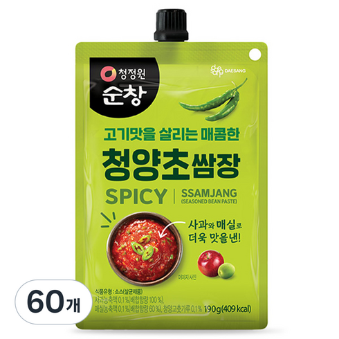 청정원순창 청양초쌈장, 190g, 60개
