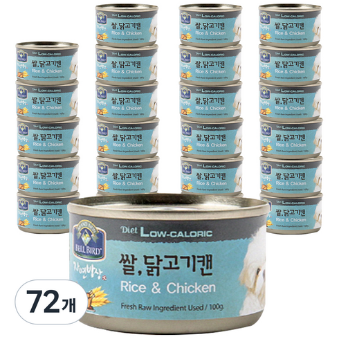 벨버드 애완동물 자연밥상 원형캔 간식, 혼합맛(쌀/닭고기), 100g, 72개