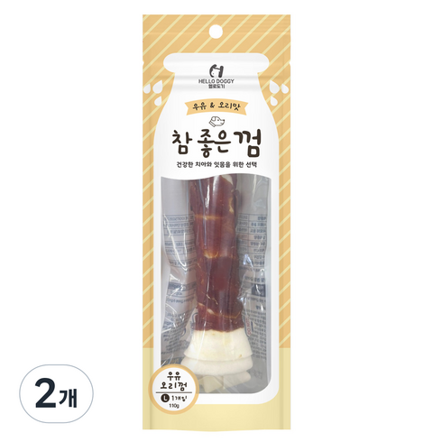 헬로도기 강아지 참좋은껌 대형, 우유오리껌, 2개, 110g
