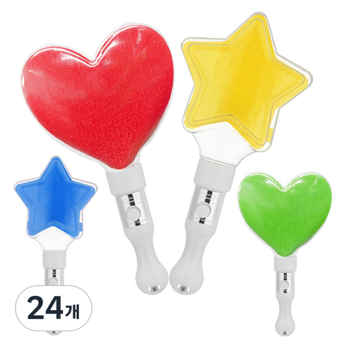 아가플러스 반짝반짝 LED 별봉 & 하트봉 믹스, 랜덤발송, 24개