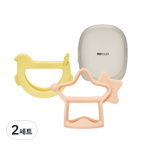 모윰 손목 치발기 기프트팩 세트, 손목치발기 + 전용케이스, 버드 레몬 + 별 코랄베이지, 2세트