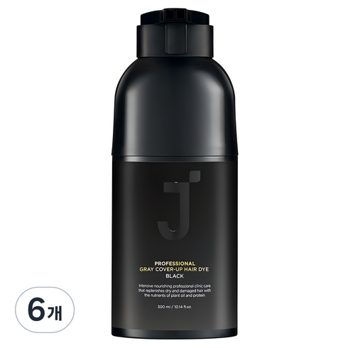 제이숲 프로페셔널 커버업 새치 염색제 300ml, 블랙, 6개