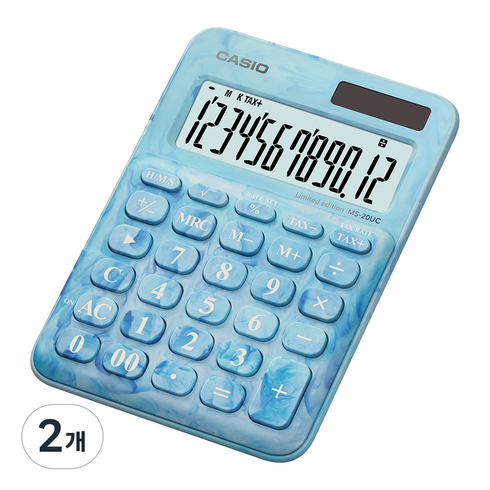 카시오 리미티드에디션 스페셜패키지 계산기 MS-20UC-L, MS-20UC-L-MBU (마블/블루), 2개