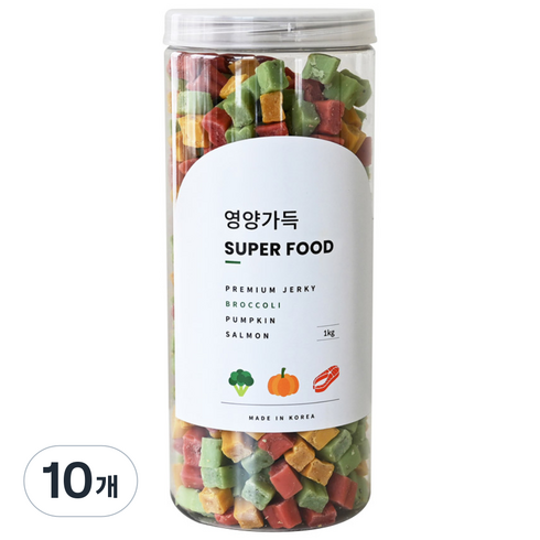 제로랩스 강아지 국내산 영양가득 져키, 브로콜리+단호박+연어, 1kg, 10개