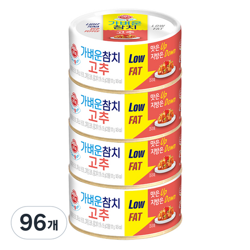 오뚜기 가벼운참치 고추, 135g, 96개