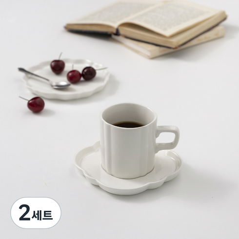 쓰임 클래식 레이스 커피잔 2인조 세트, 2세트