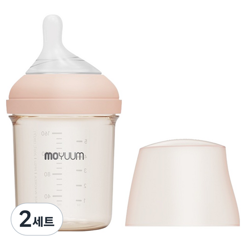 모윰 모브아 PPSU 와이드플러스 베이직 젖병, 베이지, 160ml, 2세트