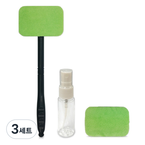 니녹 차량용 앞유리 매직 핸들 타월 세트, 블랙 + 그린, 3세트
