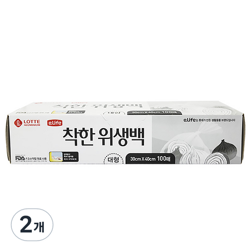 롯데이라이프 착한 위생백 대형 30 x 40 cm, 대(L), 100개입, 2개