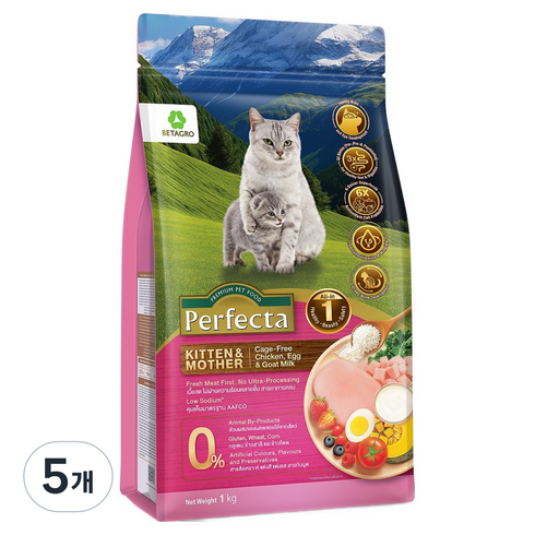 베타그로 전연령 고양이 마더 앤 키튼 신선한 방목닭고기 소화잘되는 사료, 1kg, 5개, 닭