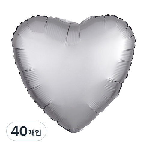 파티팡 하트은박 새틴럭스 풍선 46cm, 플래티늄, 40개입