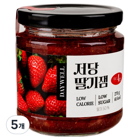 데이웰 저당 저칼로리 딸기잼, 5개, 270g
