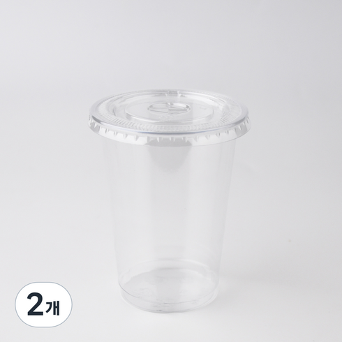 투고팩 PET 아이스컵 + 평뚜껑 타공형 세트, 300ml, 50개입, 2개