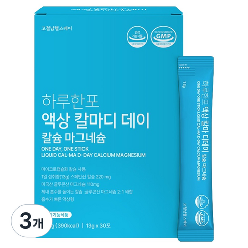 고철남헬스케어 하루한포 액상 칼마디 데이 칼슘 마그네슘 영양제 30p, 390g, 3개