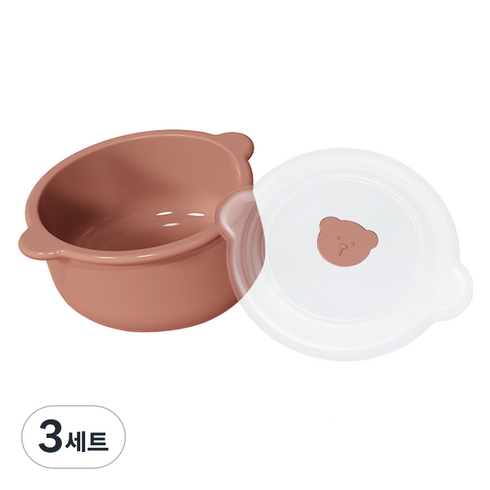 폴레드 아동용 키친 도자기 유식 용기 찜기 + 뚜껑 세트, 3세트, 스트로베리문, 400ml