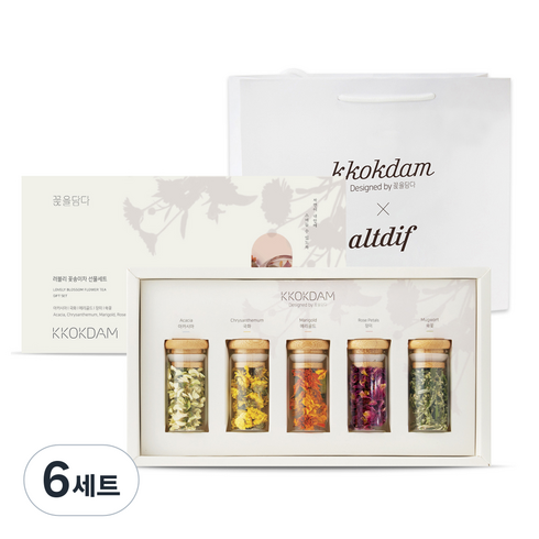 꽃을담다 러블리 꽃송이차 선물세트, 아카시아,국화,메리골드,장미,쑥꽃, 6세트