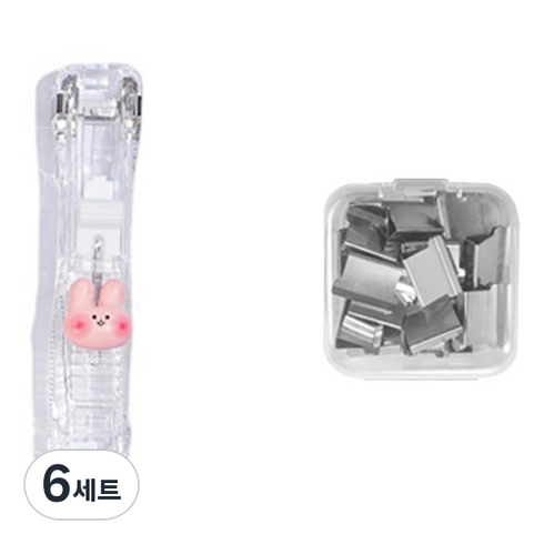 모닝셀러 투명 푸시 클립 토끼 + 핀 50p 세트, 6세트