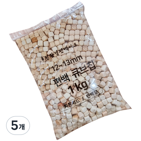 친환경편백아트 베개 큐브칩 촉감발달완구 12~13mm, 혼합색상, 5개