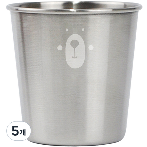 키친유 베어 스텐 심플컵, 5개, 230ml