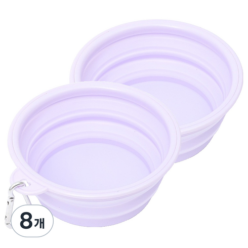 애와니 반려동물 접이식 휴대용 식기 M 650ml, 퍼플, 8개