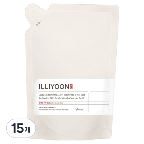 일리윤 프로바이오틱스 스킨 배리어 젠틀 클렌저 약산성 여성청결제 리필, 250ml, 15개