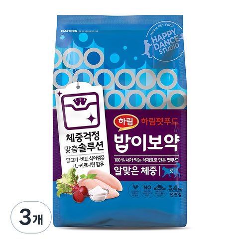 하림펫푸드밥이보약 고양이 기능성 사료, 다이어트(체중유지), 3.4kg, 3개