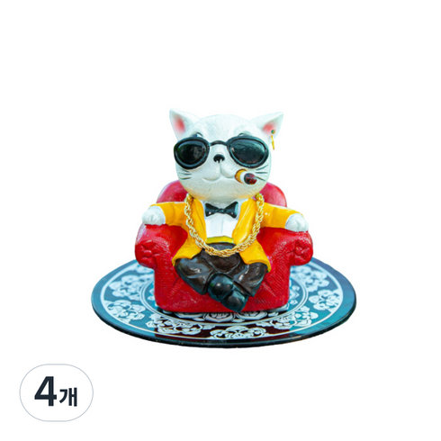 차량피규어 거만한 고양이 + 패드, 화이트, 4개
