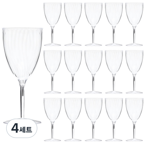 프리츠 플라스틱 와인잔, 210ml, 16개입, 4세트