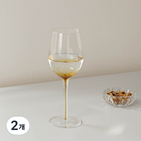 메종오브제 시에르 그라데이션 크리스탈 화이트 와인잔 옐로우, 340ml, 2개