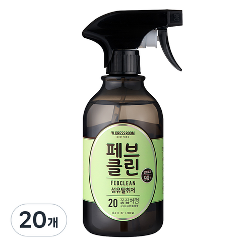 페브클린 더블유드레스룸 20번 플라워샵 섬유탈취제 본품, 500ml, 20개