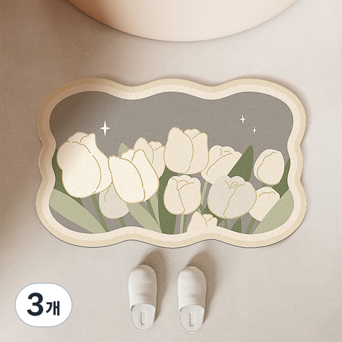굿샵 주방 화장실 발매트, 튤립밭, 3개