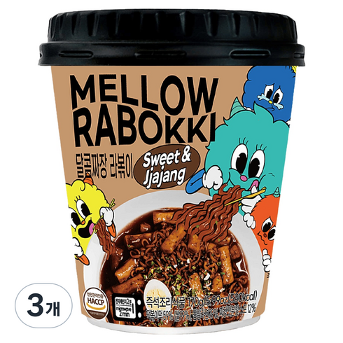 멜로우빈 멜로우 달콤 짜장 라볶이, 170g, 3개