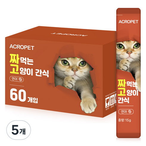 아크로펫 짜먹는 고양이 간식, 연어, 900g, 5개