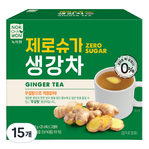 녹차원 제로슈가 생강차, 15개, 20개입, 15g