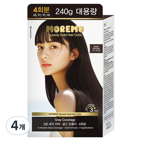 모레모 스피디 골드 새치 커버 헤어 컬러 염모제 240g, 다크 브라운, 4개