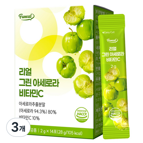 퍼니트 리얼 그린 아세로라 비타민C 14p, 28g, 3개