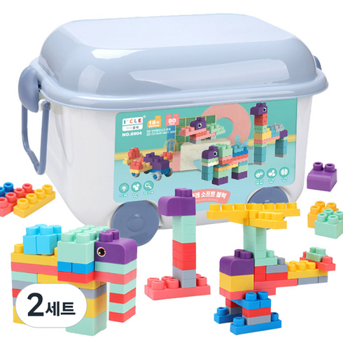 아이끌레 소프트 블록 80p, 혼합색상, 2세트