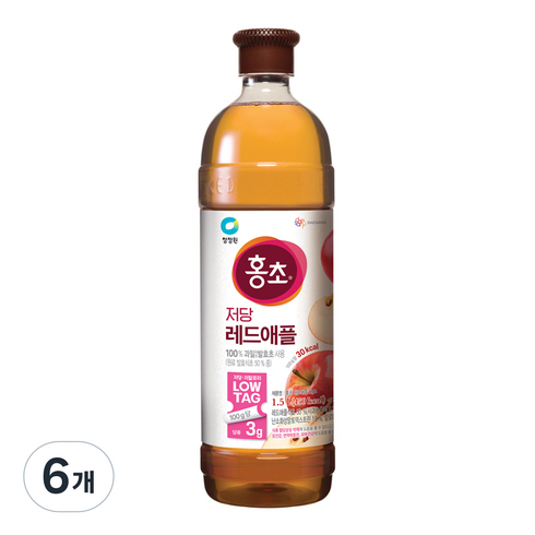 홍초 레드애플 저당, 1.5L, 6개