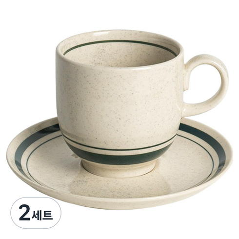 카네수즈 노블 스톤 라인 커피잔세트 265ml, 그린, 2세트