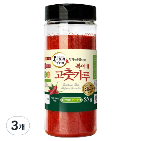 복이네먹거리 국산 안매운 고춧가루 반찬용 순한맛 용기형, 250g, 3개