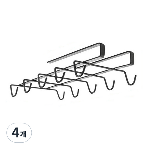 메탈텍스 마이머그 선반밑 컵홀더, 라바블랙, 4개