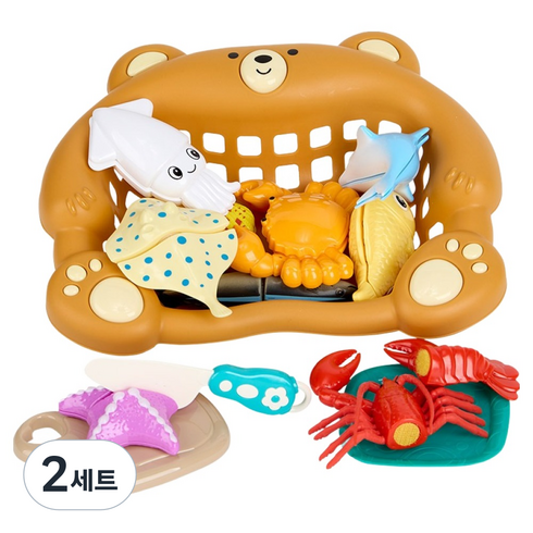 캐스비 플레이 곰돌이싹뚝놀이 해산물 세트, 2세트, MIX컬러 (혼합)