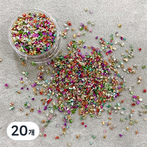 쿼르디 비즈 스톤 네일파츠, 20개, 핑크 그린
