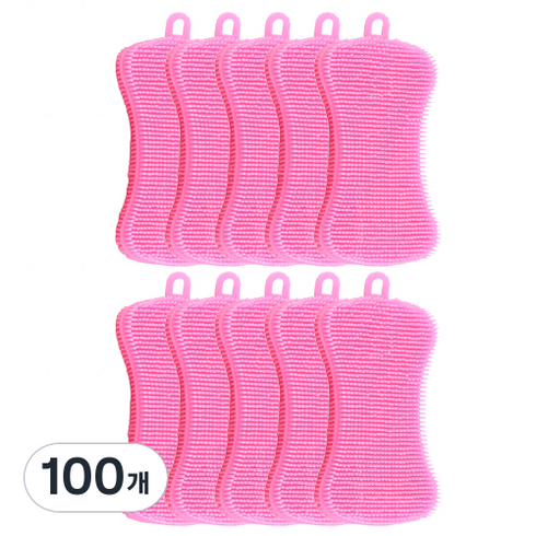 실리콘 수세미 핑크, 100개, 1개입