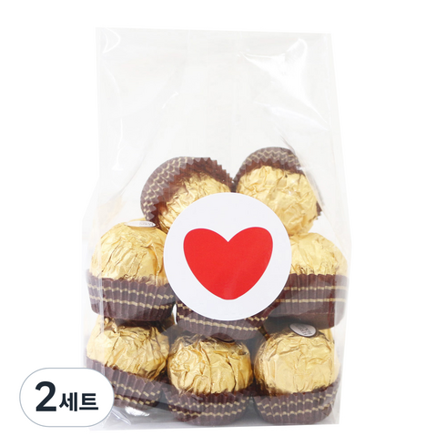 황씨네도시락 투명 M봉투 50p + 발렌타인 원형 스티커 하트 25p + 발렌타인데이 25p, 2세트