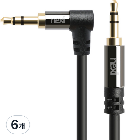 넥시 3.5mm 스테레오 AUX 케이블 꺽임형 2m, NX-STC020A-MM(NX938), 혼합색상, 6개