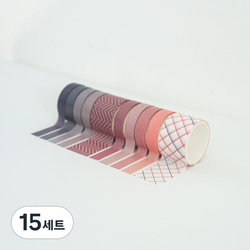 케이트가든 컬러 데코 마스킹테이프 10색 세트, 핑크, 15세트